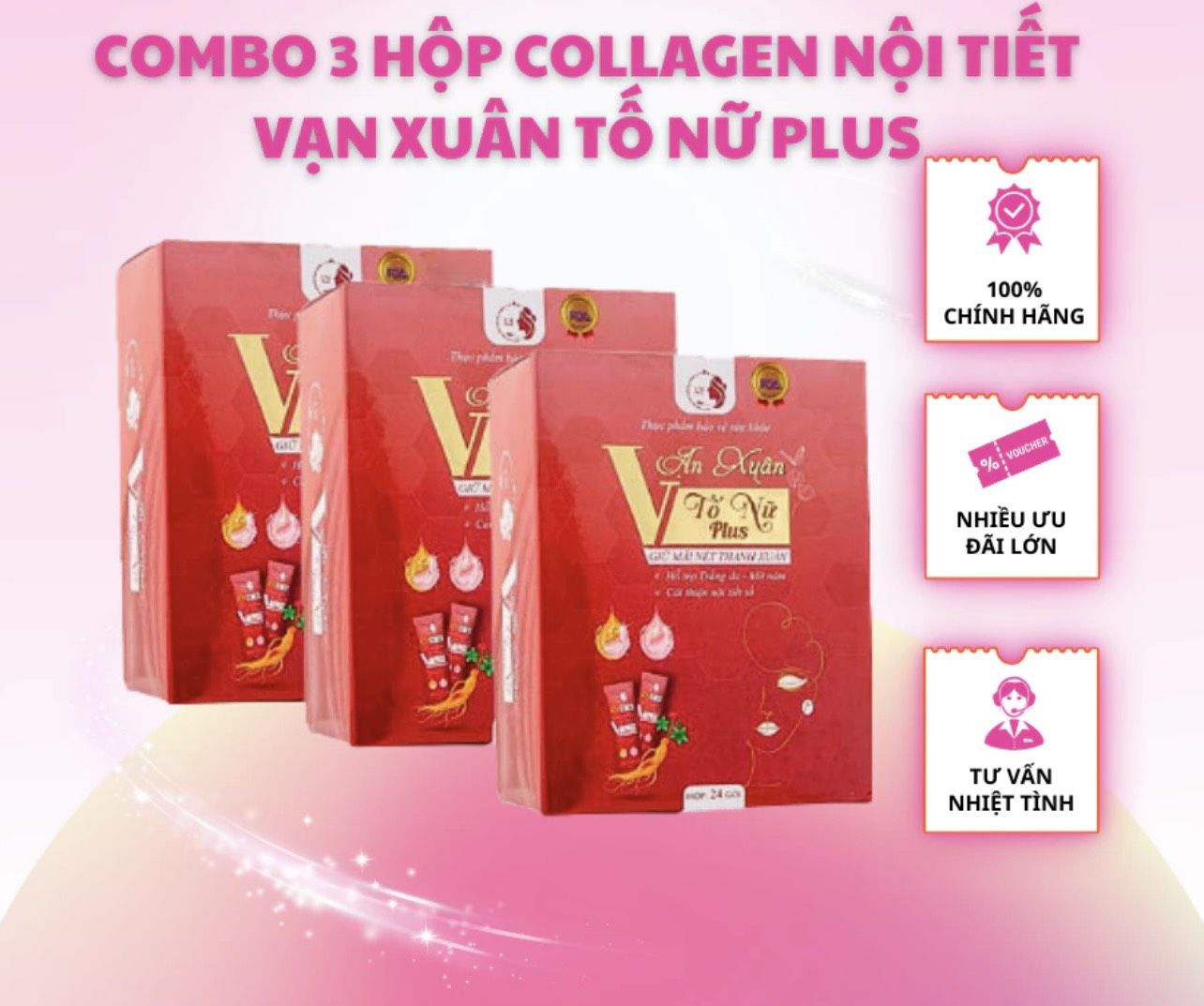 Combo 3 Hộp Vạn Xuân Tố Nữ Plus Cốm pha